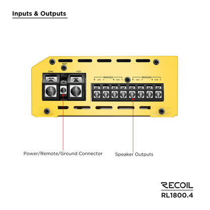 Recoil RL1800.4 1800 Watts Full Range Class-D 4 Channel Amplifier
