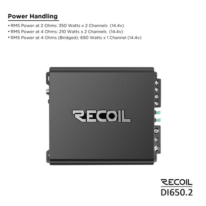 Recoil DI650.2 Class-D 2 Channel Amplifier, 1400W Max