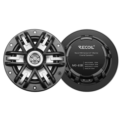 Recoil M0-65 6.5" 2-Way Marine Boat & UTV/ATV Coaxial Speakers - Black Grilles