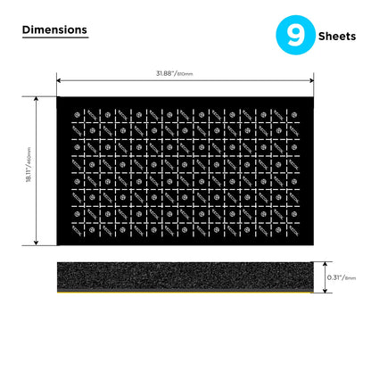 Recoil DA-BK 9-Sheets Foam Dampening Mats 18 x 32"