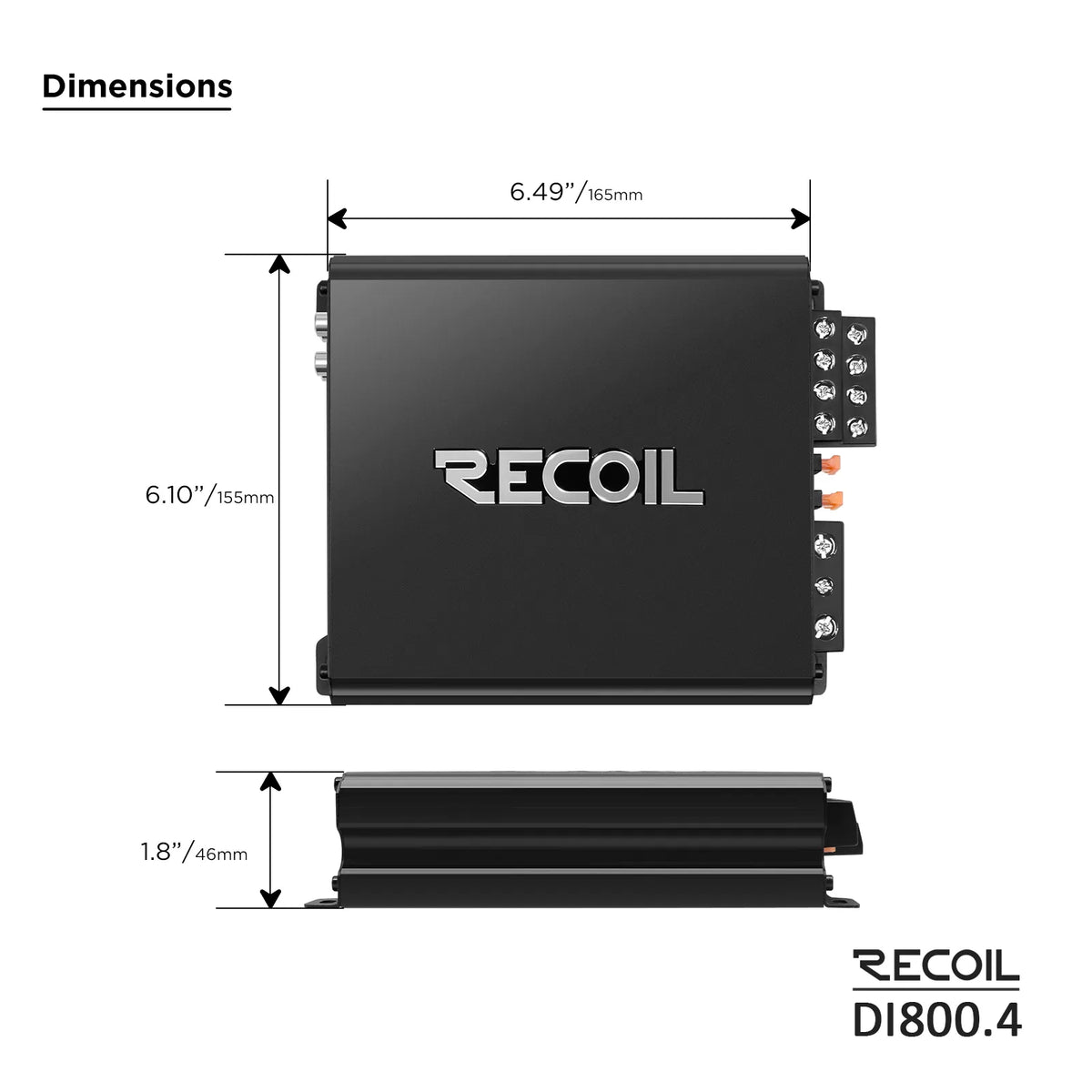 Recoil DI800.4 800 WATTS Full Range Class-D 4 Channel Amplifier