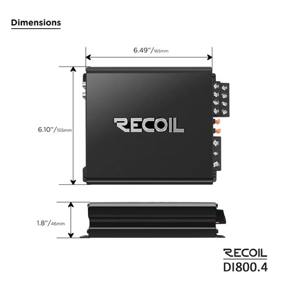 Recoil DI800.4 800 WATTS Full Range Class-D 4 Channel Amplifier