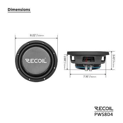 Recoil PWS8D4 8" Dual 4-Ohm Subwoofer