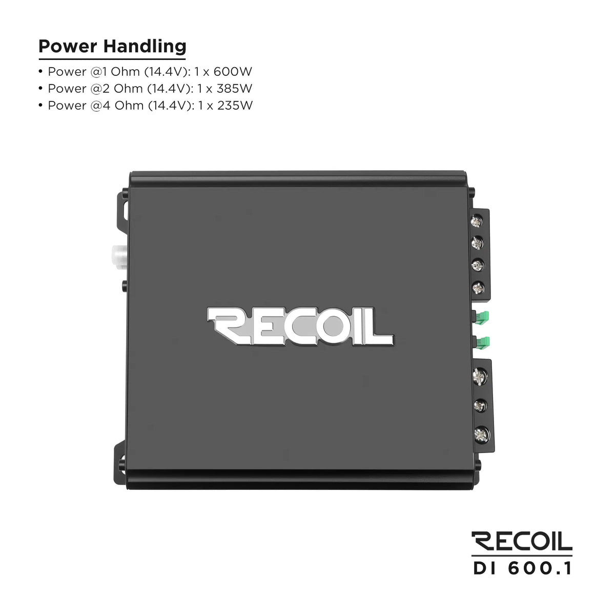 Recoil DI600.1 600 Watts Class-D Mono Amplifier