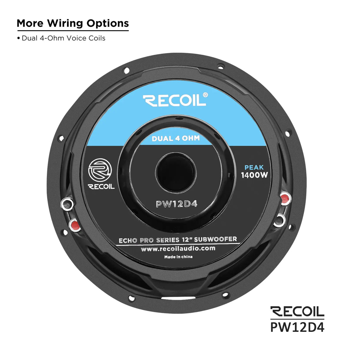 Recoil PW12D4 Echo Pro 12" 1400W Dual 4 Ohm Subwoofer
