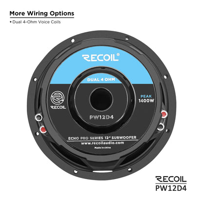 Recoil PW12D4 Echo Pro 12" 1400W Dual 4 Ohm Subwoofer