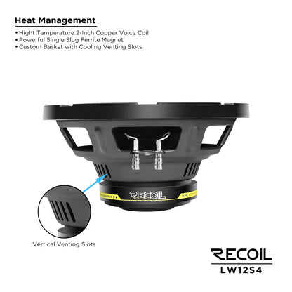 Recoil LW12S4 12" Single 4-Ohm Subwoofer Peak 300W