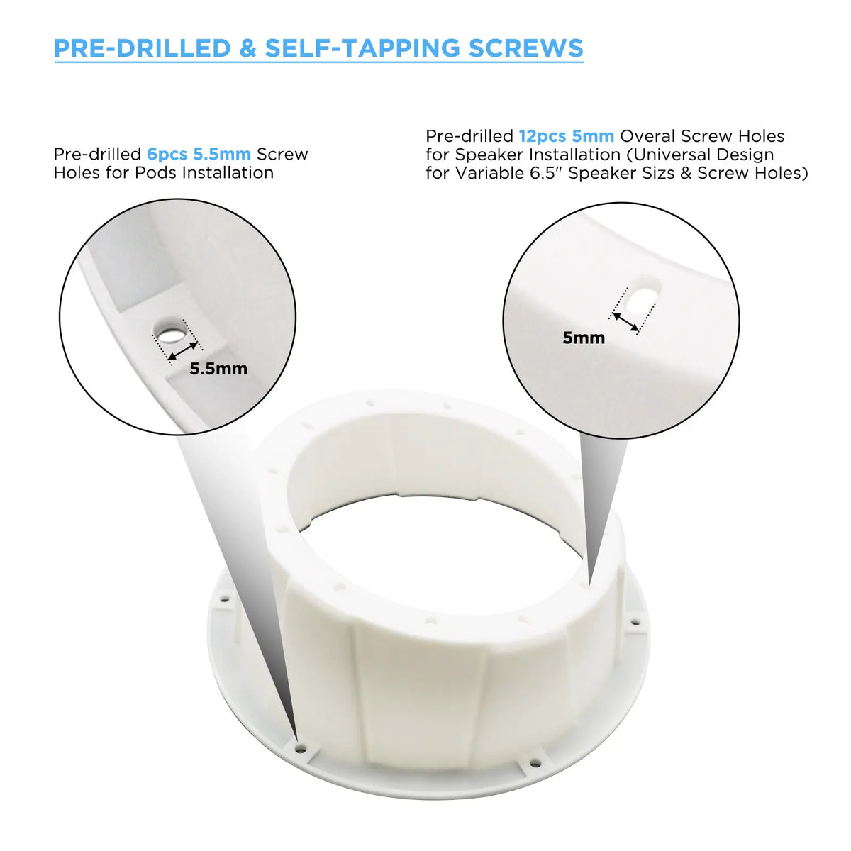 Recoil USP65-W SPEAKER PODS Fits 6.5” speakers - White (Pair)