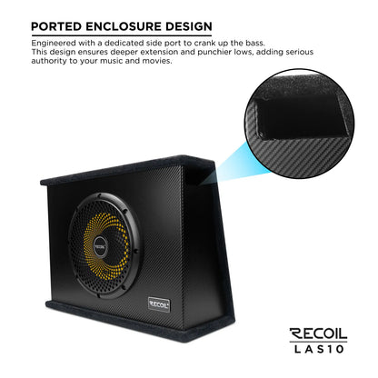 Recoil LAS10 10″ Shallow Active Powered Subwoofer with Built-in Amplifier. Peak 600W