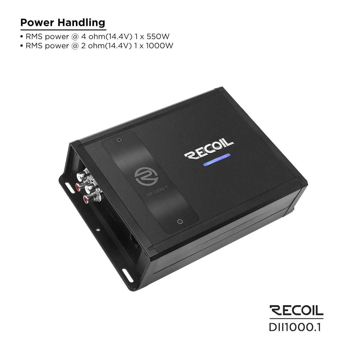 Recoil DII1000.1 Class D Mono Amplifier, 2000 Watts Max Power