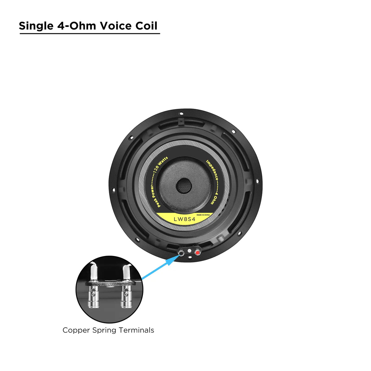 Recoil LW8S4 8" Single 4-Ohm Subwoofer Peak 160W