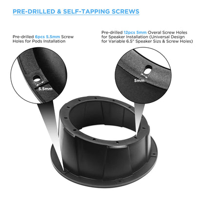 Recoil USP65-B SPEAKER PODS Fits 6.5” speakers - Black (Pair)