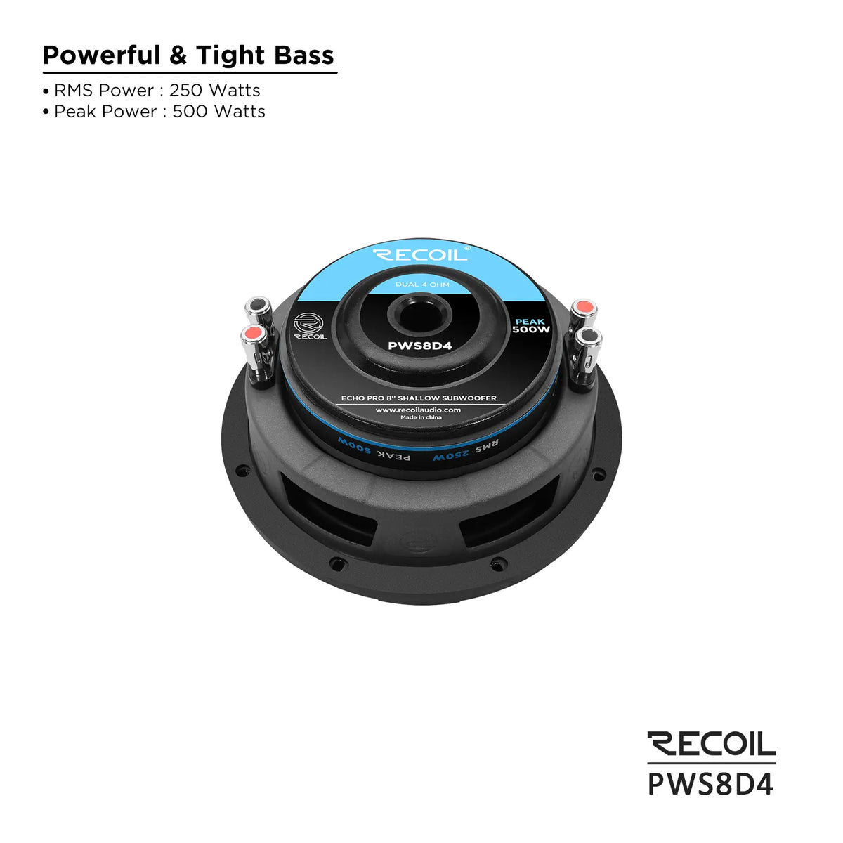 Recoil PWS8D4 8" Dual 4-Ohm Subwoofer