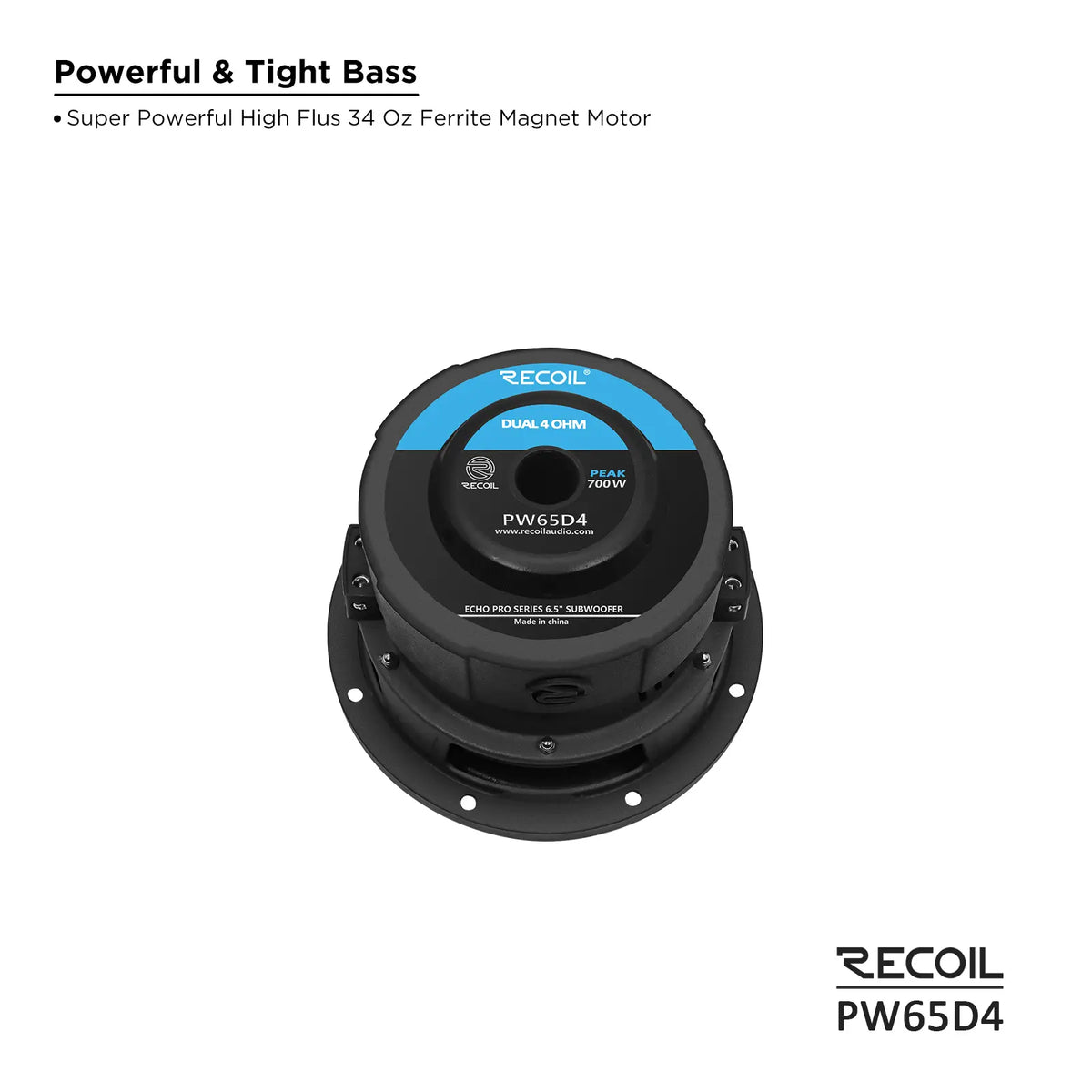 Recoil PW65D4 Echo Pro 6.5" DUAL 4-Ohm SUBWOOFER