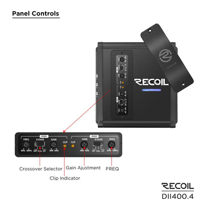 Recoil DII400.4 Class D 4 Channel Amplifier, 800W Max