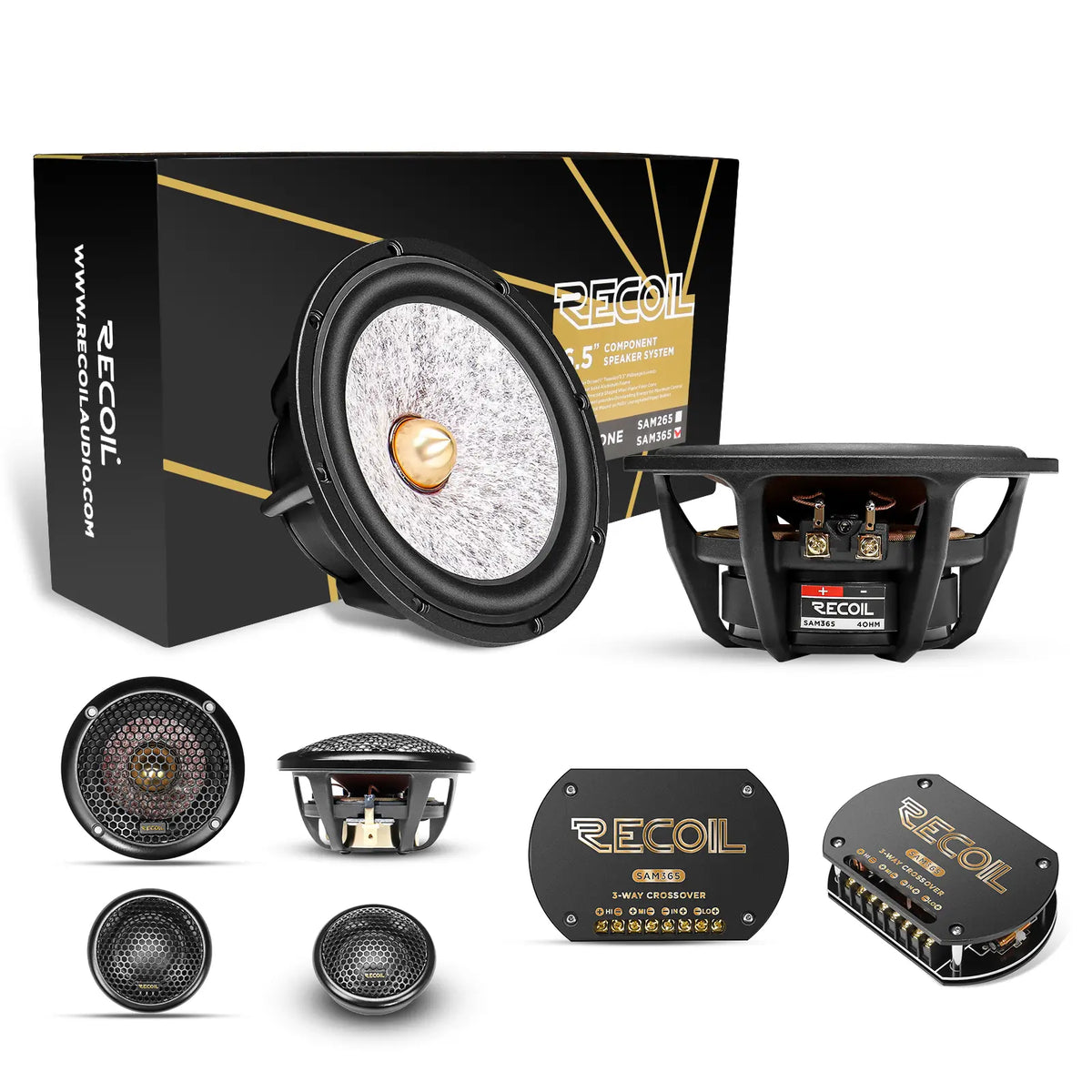 Recoil SAM365 L-1 Series 6.5" 3-Way Component Speakers
