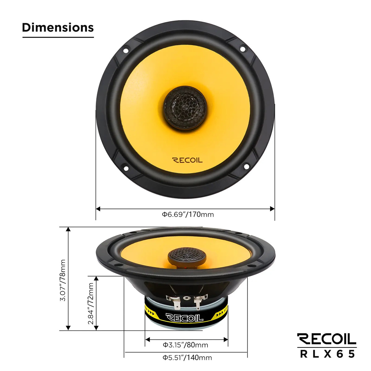 Recoil RLX65 Echo Series 6.5” 2-way full-range coaxial Speaker