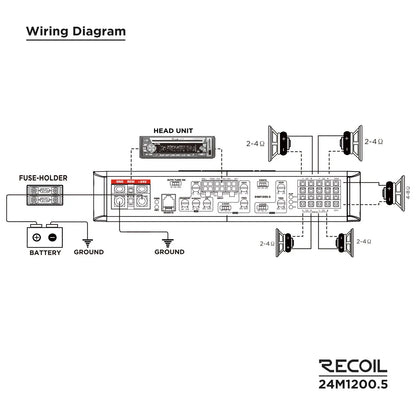 Recoil 24M1200.5 24V 1200 Watts Class-D 5 Channel Amplifier