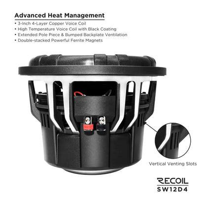 Recoil SW12D4 Echo Max 12" Dual 4-Ohm Subwoofer