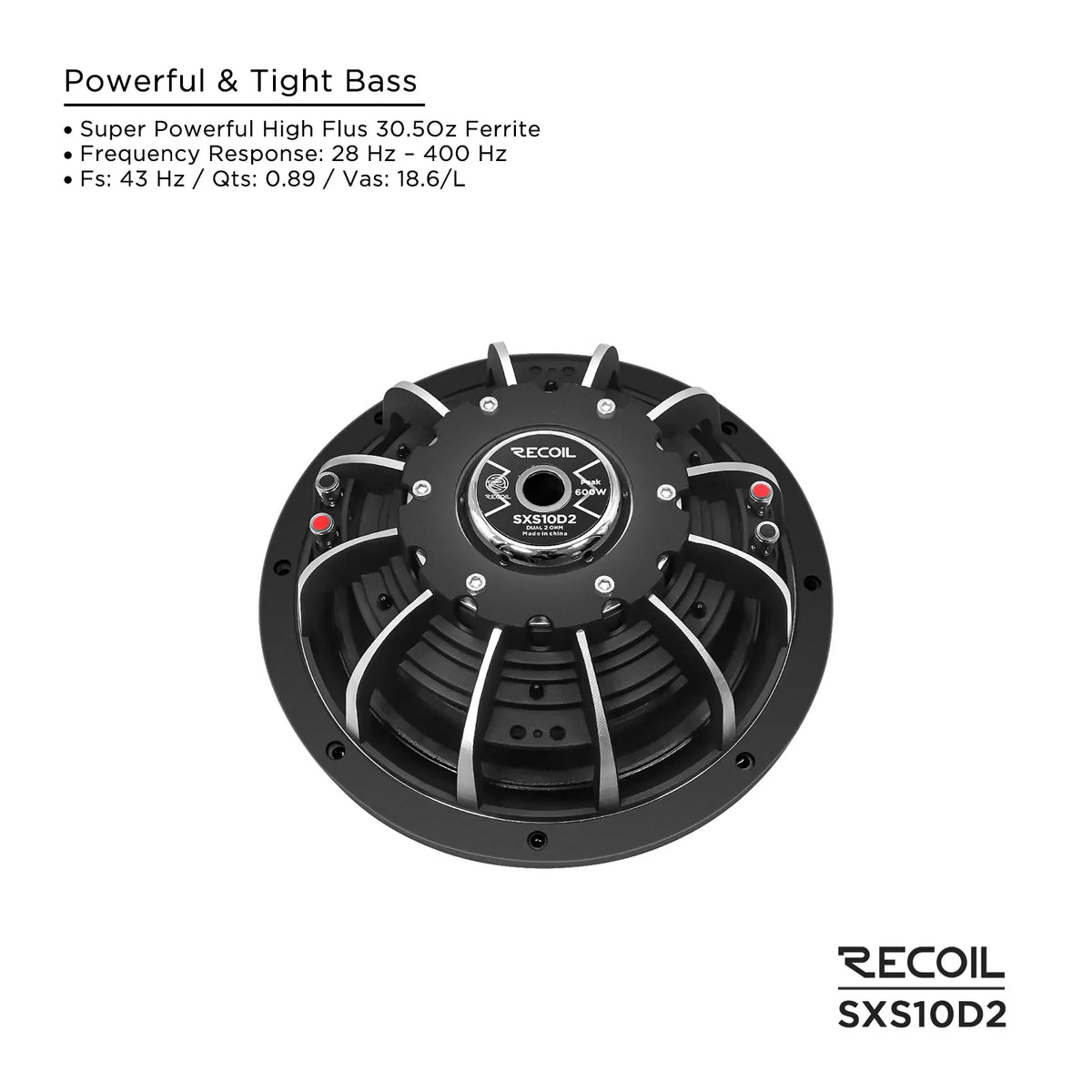 Recoil SXS10D2 Echo Max 10" Dual 2-Ohm Shallow Subwoofer