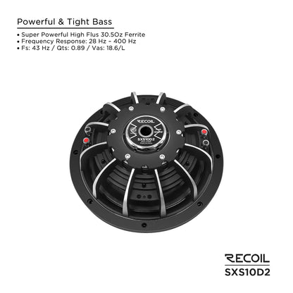 Recoil SXS10D2 Echo Max 10" Dual 2-Ohm Shallow Subwoofer