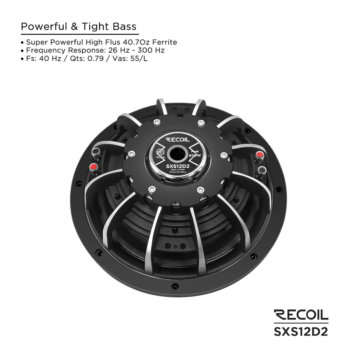 Recoil SXS12D2 Echo Max 12" Dual 2-Ohm Shallow Subwoofer