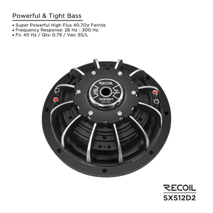 Recoil SXS12D2 Echo Max 12" Dual 2-Ohm Shallow Subwoofer