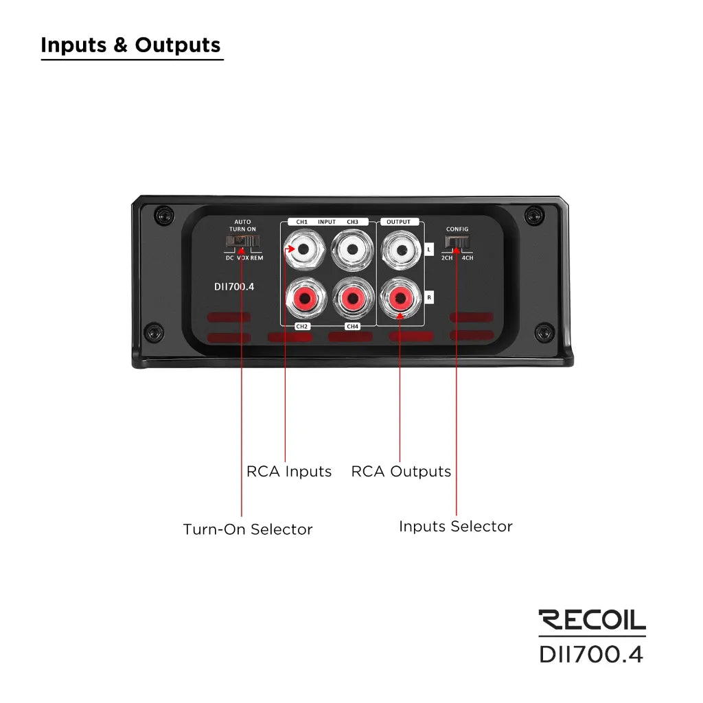 Recoil DII700.4 700 Watts Class-D 4 Channel Amplifier