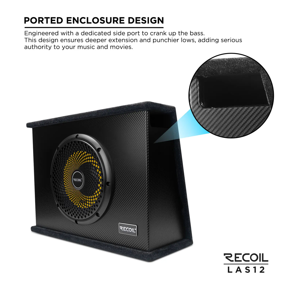 Recoil LAS12 12″ Shallow Active Powered Subwoofer with Built-in Amplifier. Peak 600W