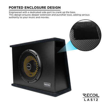 Recoil LAS12 12″ Shallow Active Powered Subwoofer with Built-in Amplifier. Peak 600W