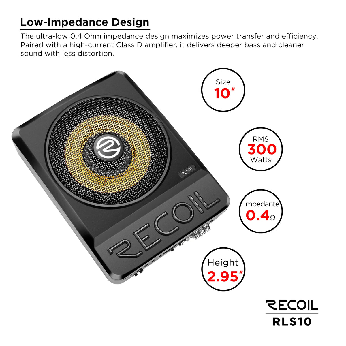 Recoil RLS10 10" Low Profile Amplified Subwoofer