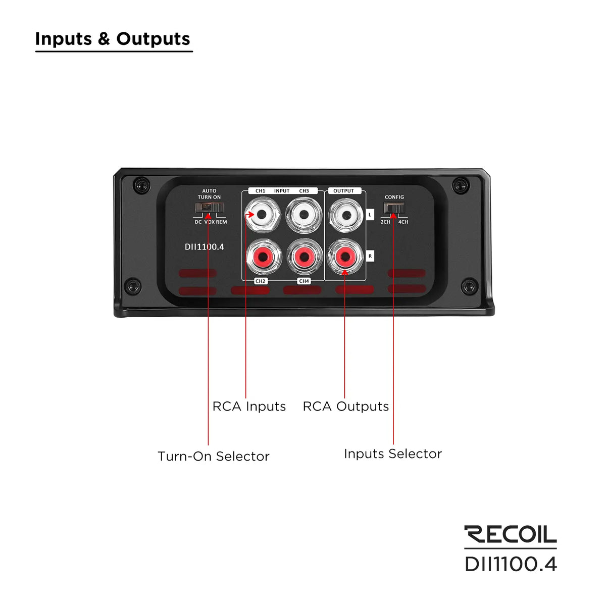 Recoil DII1100.4 Class-D 4 Channel Amplifier 1100W Max