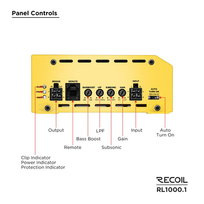 Recoil RL1000.1 L-3 Series Class-D Mono Amplifier 1000W