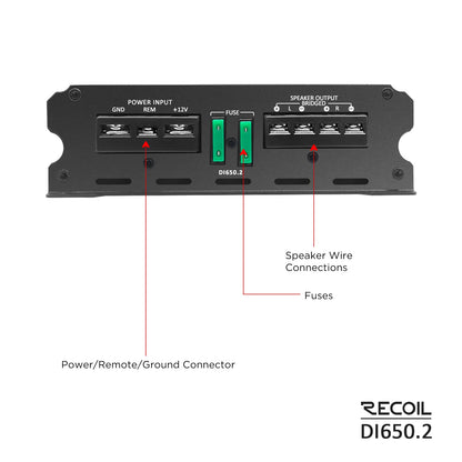 Recoil DI650.2 Class-D 2 Channel Amplifier, 1400W Max