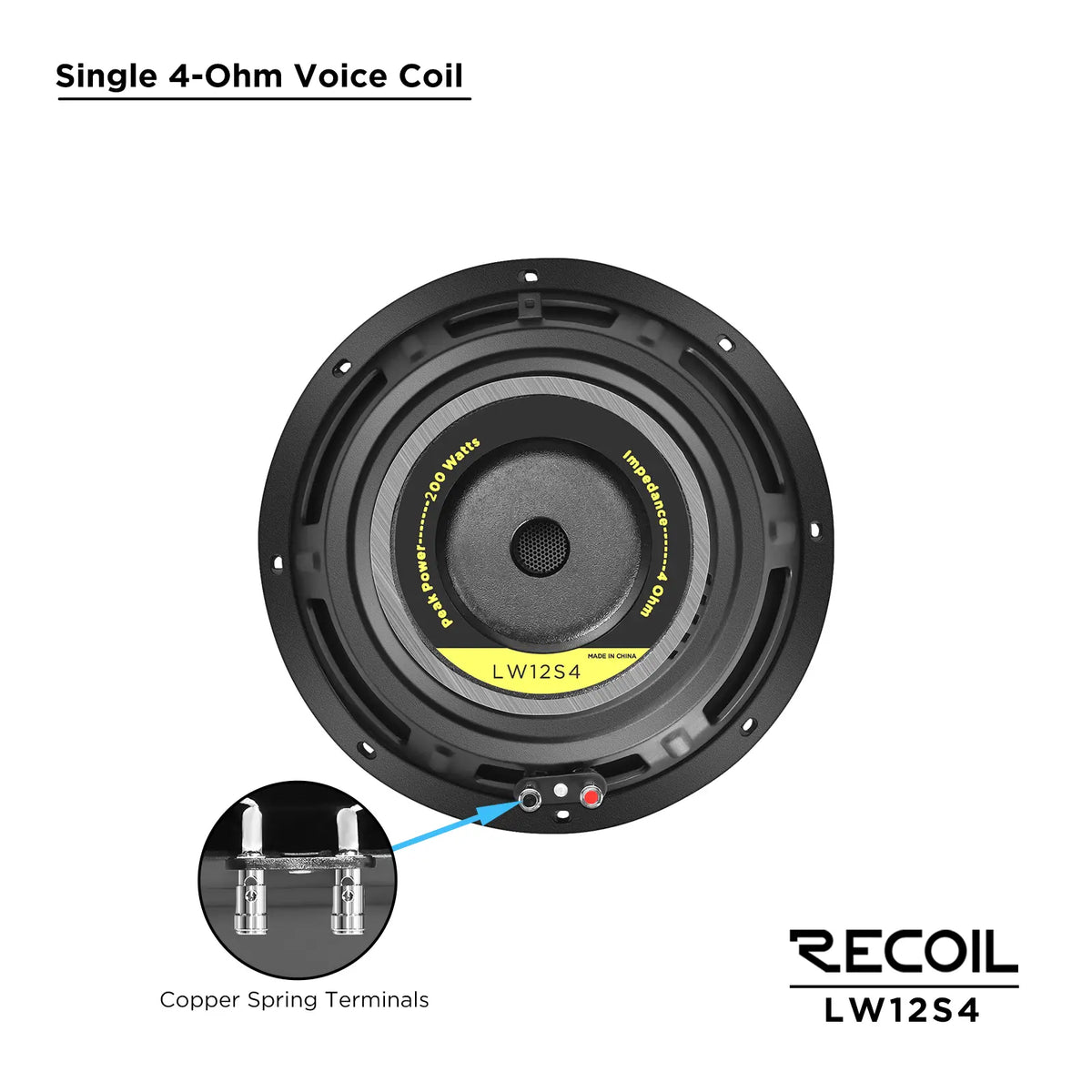 Recoil LW12S4 12" Single 4-Ohm Subwoofer Peak 300W