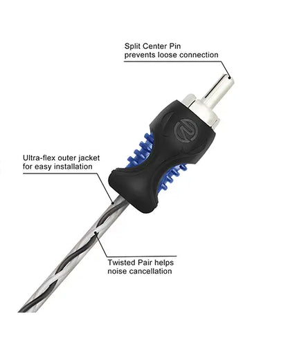 Recoil R1F2M Echo Series 1 Female to 2 Male RCA Y-Adapters, 1ft Length, 2 Pack