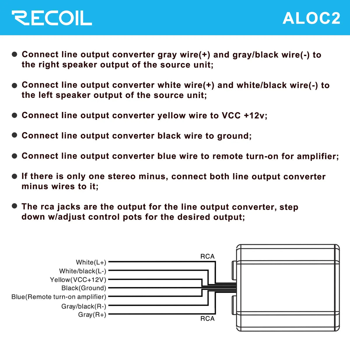 Recoil ALOC2 2 Channel Adjustable line output converter