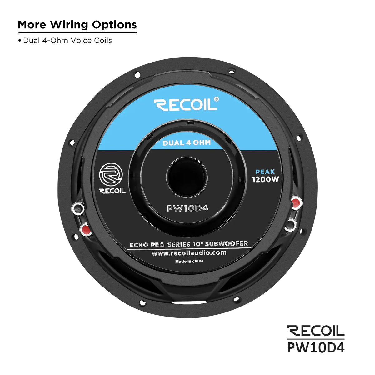 Recoil PW10D4 Echo Pro 10" 1200W Power Dual 4 Ohm Subwoofer