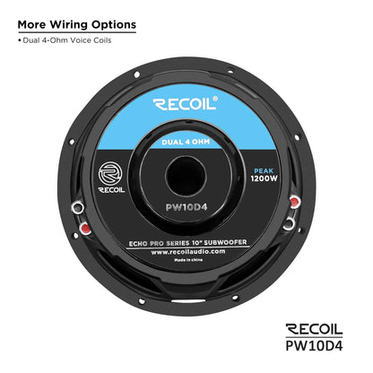 Recoil PW10D4 Echo Pro 10" 1200W Power Dual 4 Ohm Subwoofer