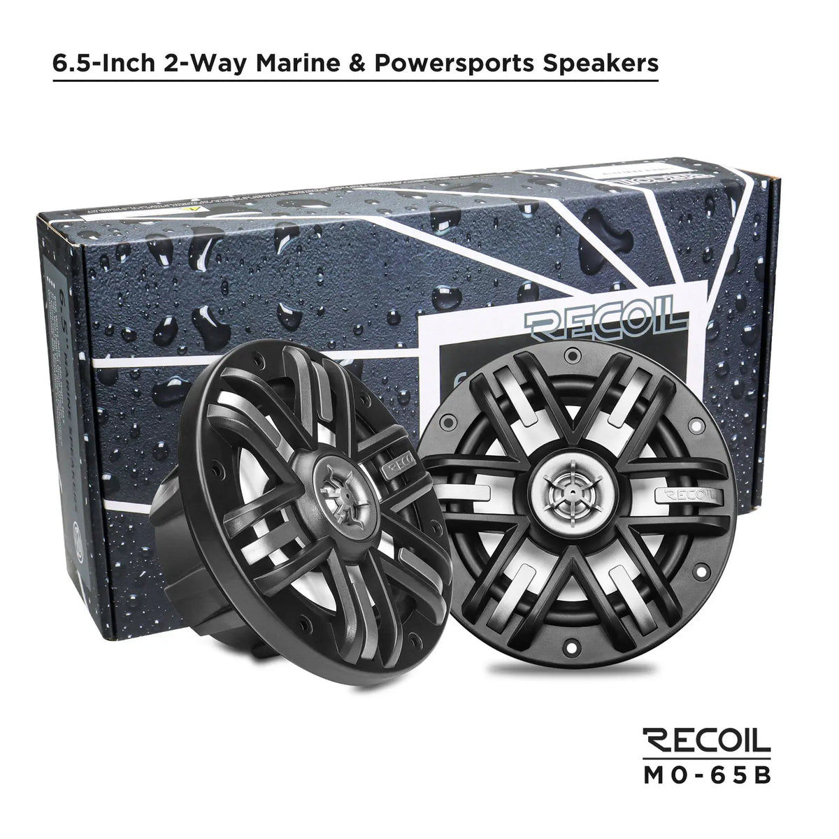 Recoil M0-65 6.5" 2-Way Marine Boat & UTV/ATV Coaxial Speakers - Black Grilles