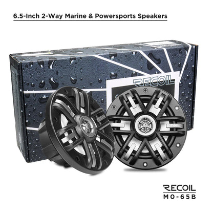 Recoil M0-65 6.5" 2-Way Marine Boat & UTV/ATV Coaxial Speakers - Black Grilles