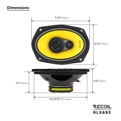 Recoil RLX693 Level-3 Series 2-Way 6X9" Coaxial Speaker