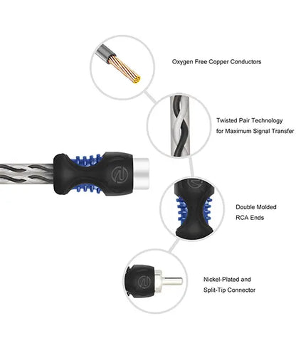 Recoil R1F2M Echo Series 1 Female to 2 Male RCA Y-Adapters, 1ft Length, 2 Pack