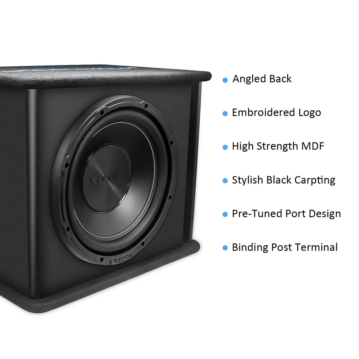 Recoil RS10 Echo Series Single 10" Preloaded Subwoofer Enclosure with Port Design. Peak 500W