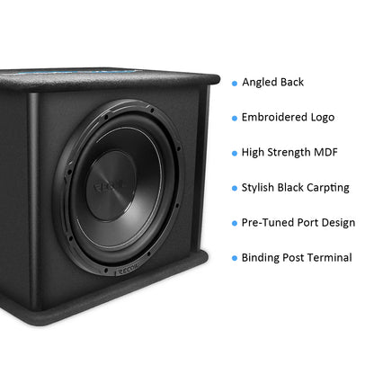 Recoil RS10 Echo Series Single 10" Preloaded Subwoofer Enclosure with Port Design. Peak 500W