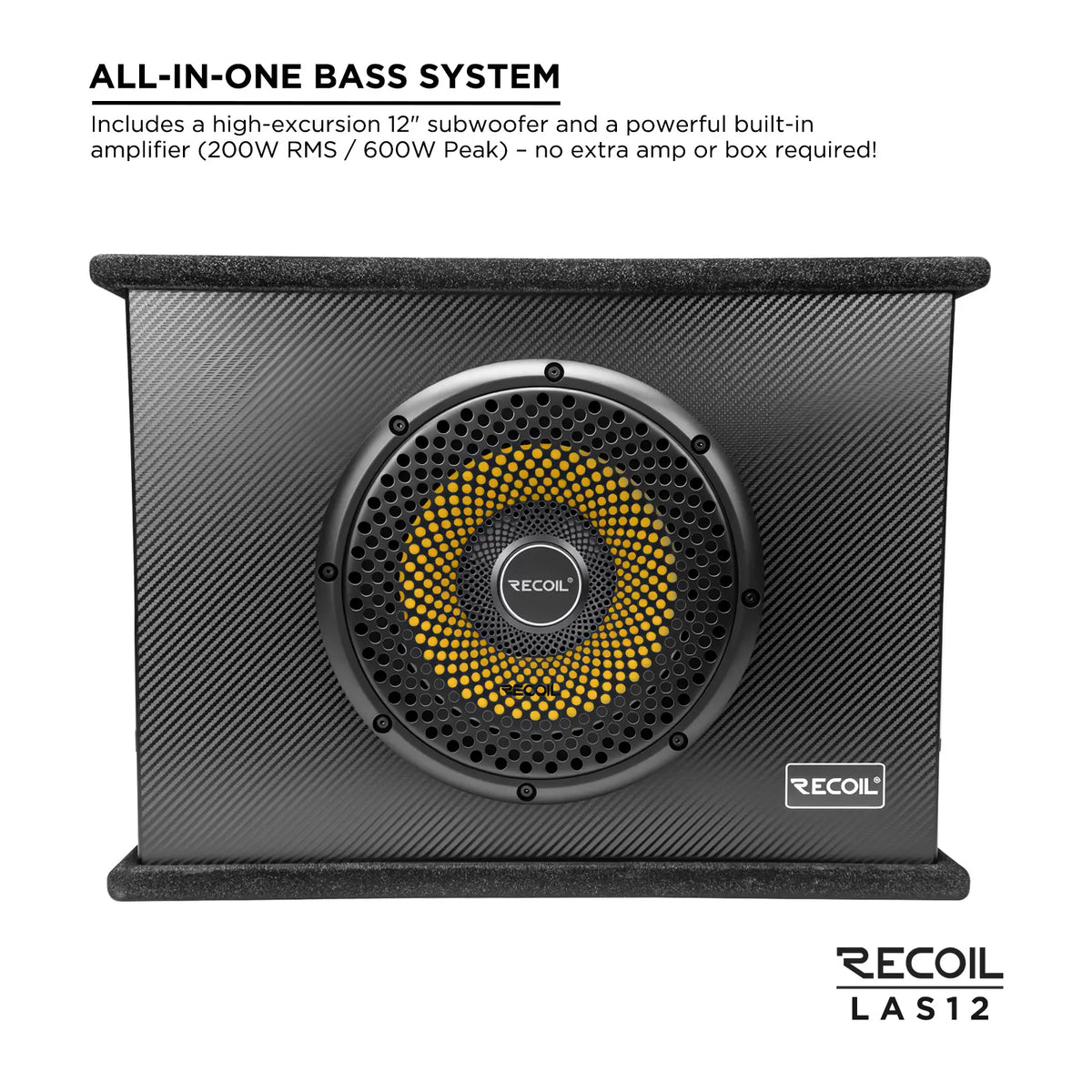 Recoil LAS12 12″ Shallow Active Powered Subwoofer with Built-in Amplifier. Peak 600W