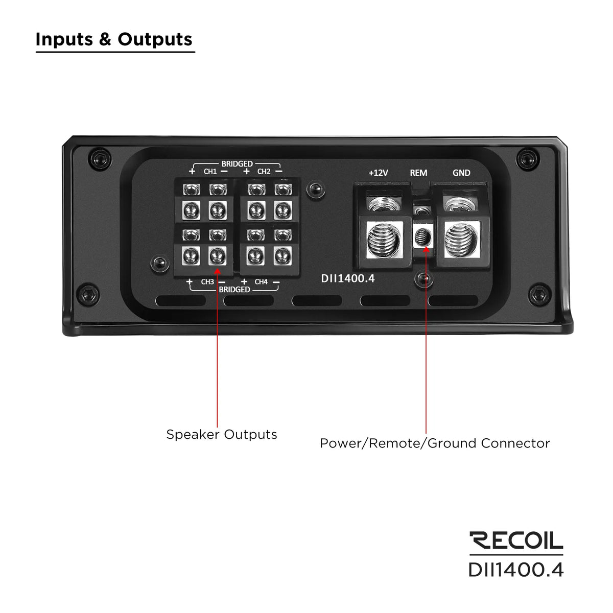 Recoil DII1400.4 1400 Watts Class-D 4-Chnnel Amplifier