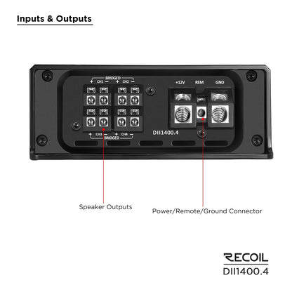 Recoil DII1400.4 1400 Watts Class-D 4-Chnnel Amplifier