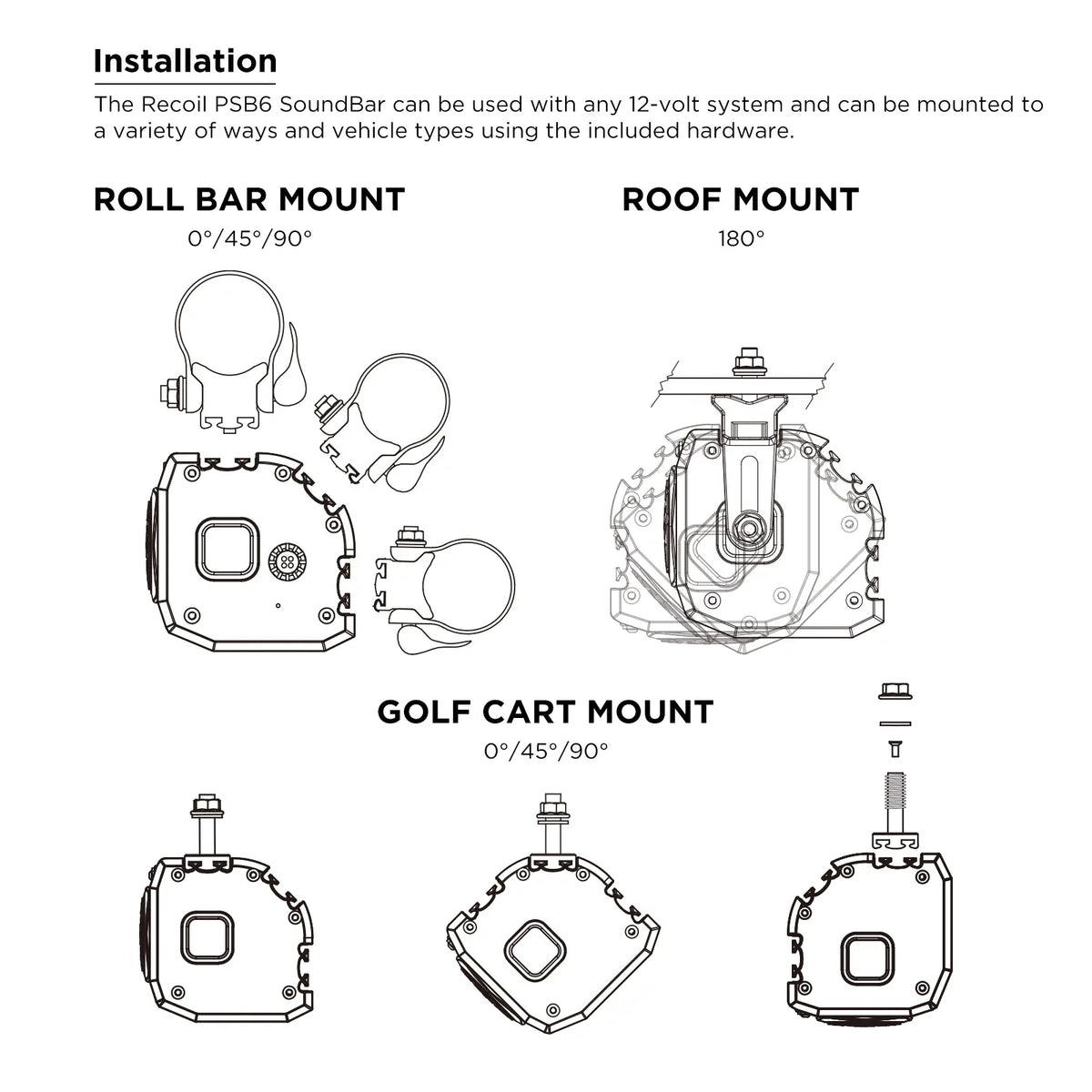 Recoil PSB6-AS Sound Bar & Subwoofer Audio Kit