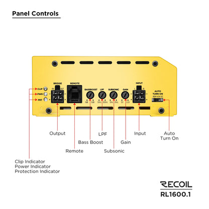 Recoil RL1600.1 1600 Watts Class-D Mono Amplifier
